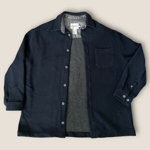 Matinique XL Mens Wool Blend Shirt Jacket Coat Button Front Lined Navy